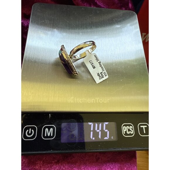 Purple & Blue Teardrop Stone Ring In 925 Sterling Silver Size 8 Weighs 7.4 Grams - Picture 3 of 6